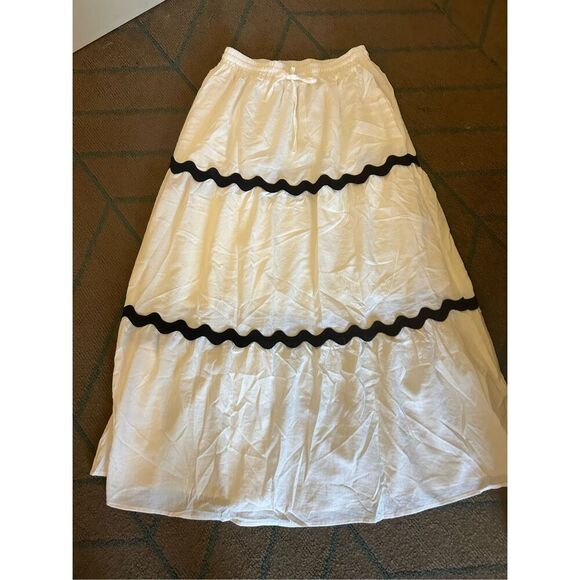 NEW A Line Maxi Skirt Ric Rak Elastic Waist Long Flowy Skirt M - Picture 4 of 4